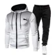 thumbnail image 2 of Chándal de moda con cremallera para hombre, Sudadera con capucha, ropa de gimnasio para Fitness, conjunto de ropa deportiva para correr, chándal para correr al aire libre, otoño e invierno, nuevo, 2 of 5