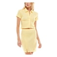 thumbnail image 1 of ULTRA FLIRT Womens Yellow Stretch Textured Short Sleeve Point Collar Above The Knee Party Body Con Dress L, 1 of 7