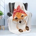 thumbnail image 4 of Fox Soft Flannel Fleece Throw Blanket, Drawing of Animal Wearing Polka Dotted Bandana, Cozy Plush for Indoor and Outdoor Use, 50" x 70", Apricot Dark Coral, by Ambesonne, 4 of 5