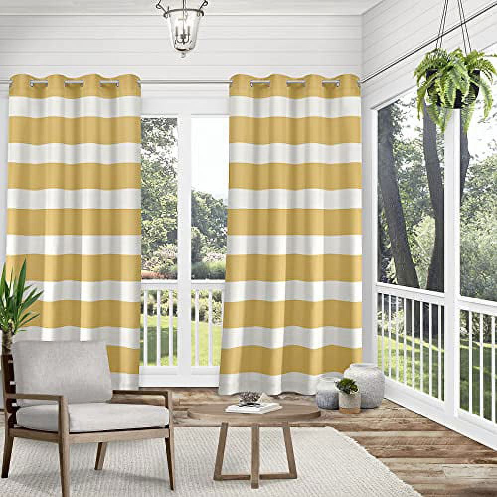 Exclusive Home Cabana Stripe Indoor/Outdoor Light Filtering Grommet Top Curtain Panel Pair, 54"x120", Sundress