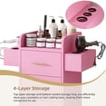 thumbnail image 3 of 4 EVER WINNER Pink & Gold Barber Storage Cabinet with Gold Handles, Rolling Salon Station with 3 Drawers & 6 Tool Holders, Stylish Movable Cart for Hair Styling Tools ﻿, 3 of 8