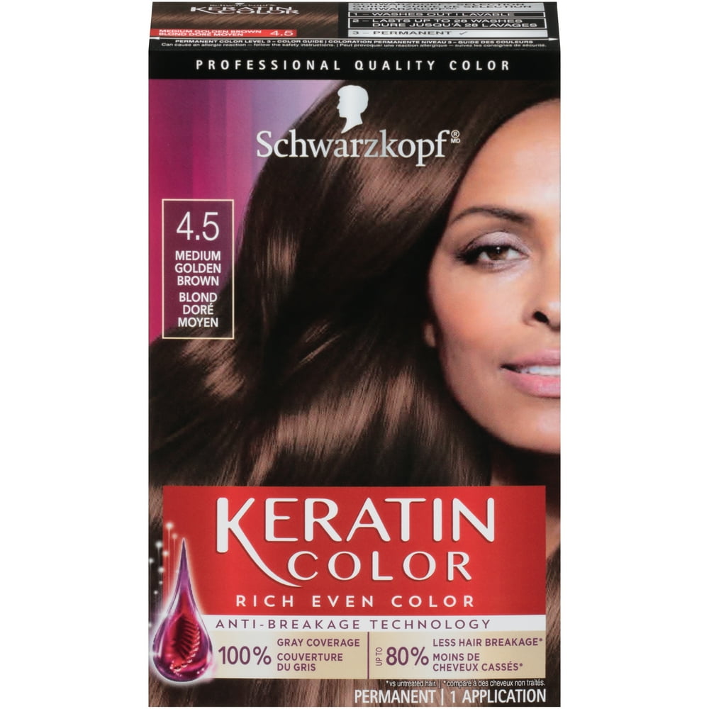 Schwarzkopf Keratin Permanent Hair Color Cream, 4.5 Medium Golden Brown