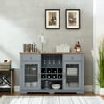 thumbnail image 6 of Modern Farmhouse Buffet Cabinet, Sideboard w/2 Drawers and Elegant Glass Door Cabinets, Wine and Glass Rack, Coffee Bar for Kitchen, Dining Room, 56.46"W*15.55"D*35.74"H 97833, 6 of 16