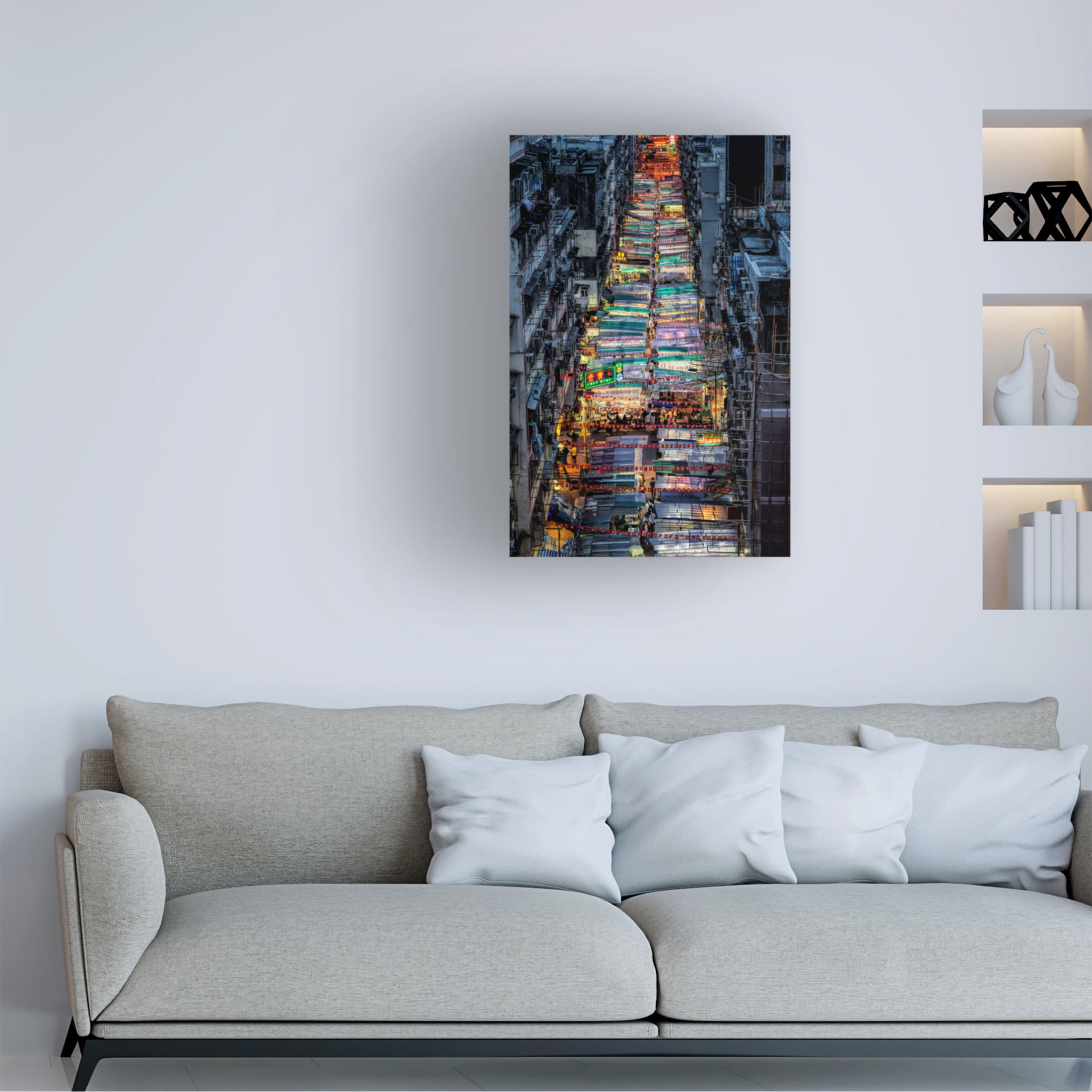 Canvas Wall Art - Fahad Abdualhameid 'Night Market' Wall Art for Living Room, Bedroom, or Office Décor by Trademark Fine Art - 22 x 32 Inches