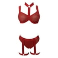 thumbnail image 2 of Gibobby Ropa interior mujer sexy Conjuntos de Lencería Sexy para Mujer Brasier de Encaje Flores Sujetador Abierto Tanga G-String Thong Ropa Interior Pijama(Rojo, XG), 2 of 5