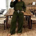thumbnail image 5 of Turilly Women Ladies Clothes Set of 2 Women's 2 Piece Sweater Outfits Set Oversized Pullover Hoodie Wide Leg Pants Loose Knitted Sweatsuit, 5 of 6