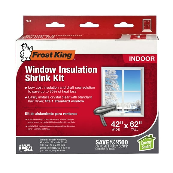 Frost King V73H Indoor Shrink Window Kit, 42in x 62in, Standard Windows, Clear