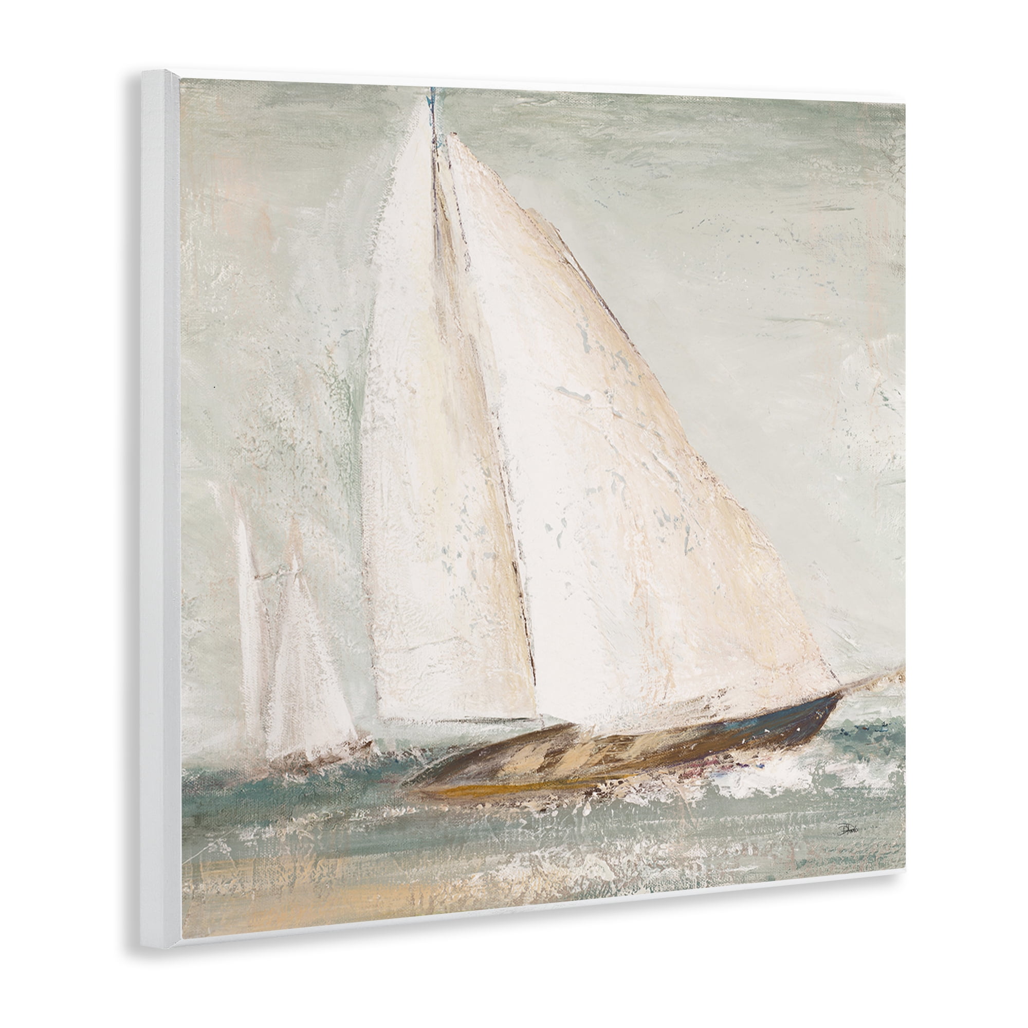 Stupell Industries Vintage Splashing Sailboat Transportation Painting Unframed Art Print Wall Art, 12 x 12