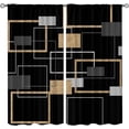 thumbnail image 1 of Geometry Square Frame Line Machine Washable Blackout Curtains, Urban Fashion Minimal Rod Pocket Window Treatments, Kids Room Drapes Do Not Fade Pattern Clear for Living Room Bedroom-W52xL84in, 1 of 5