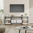 thumbnail image 2 of 63/71/79" Modern-Industrial TV Stand with 2 Fabric Drawers, Entertainment Center for TVs Up to 65/75/85", Rustic Brown Media Console with Storage Shelves, Open Design & Metal Frame, 2 of 7