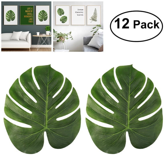 12Pack Artificial Tropical Palm Leaves Silk Cloth Jungle Theme Party Decorations