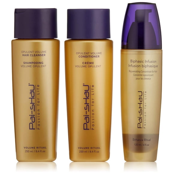 Pai-Shau Opulent Volume conditioner Opulent Volume Cleanser & Biphasic Infusion trio - Oil-Free Hair Rejuvenation and Conditioner for Fine Hair -Provides Hydration and Fullness