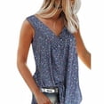 thumbnail image 2 of Camiseta sin mangas sin mangas con estampado sin mangas con cuello en V para mujer, chaleco de verano, azul oscuro, 4XL Kearding AP002122-23, 2 of 7