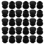 30pcs 14mm Diameter Tube Insert Chair Leg Cap Round Black Plastic Tubing Plug