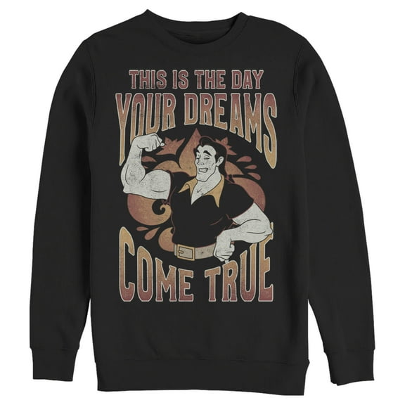 Men's Beauty and the Beast Gaston The Day Your Dreams Come True  Sweatshirt Black Large
