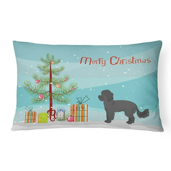 Carolines Treasures CK3855PW1216 Black Maltipoo Christmas Tree Canvas Fabric Decorative Pillow, 12H x16W, multicolor