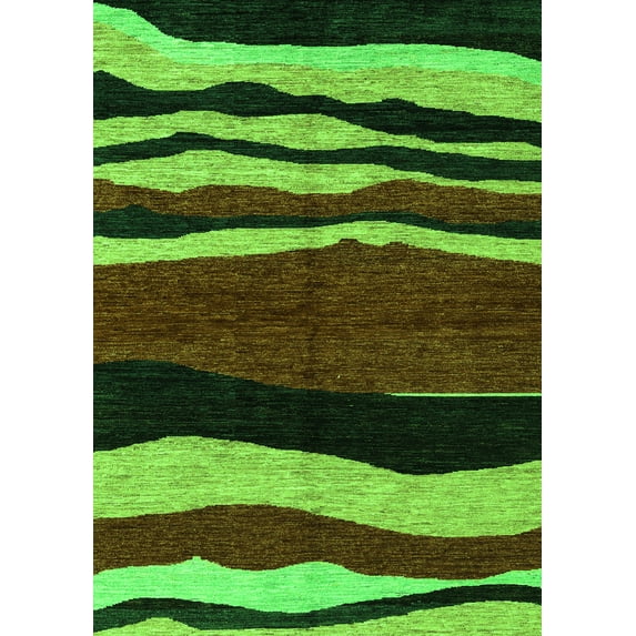 Ahgly Company Indoor Rectangle Abstract Green Modern Area Rugs, 4' x 6'