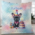 thumbnail image 4 of Happy Birthday Cute Puppy French Bulldog with Cake Gifts Party Hat Quilt Blanket Dog Lover Gifts Cozy Comforter Throw Blanket - 00029, 4 of 5