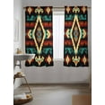 thumbnail image 3 of Boho Orange Teal Curtains 72 Inch Length,Sheer Curtains for Bedroom Living Room Window Vintage Geometric Southwestern Ethnic Rod Pocket Drapes Kitchen Curtains Small Half Window 52"x72" 2 Panels, 3 of 7