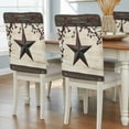 thumbnail image 2 of Country Stars Chair Back Covers Set of 1, Vintage Rust Black Star Beige Wood Stripes Stretch Dining Chair Back Slipcovers Removable Seat Cover for Kitchen Restaurant Hotel Cafe, 2 of 9