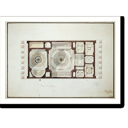 Historic Print, [Bank building (2nd Bank of the United States"), Philadelphia, Pennsylvania. Reflected ceiling plan]" - 2, 16" x 20"