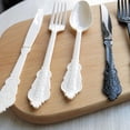 thumbnail image 3 of Transemion Plastic Forks Spoons Knifes Silverware Decor Party White 18.5cm 1Set, 3 of 6