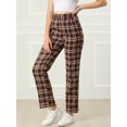 thumbnail image 4 of Pantalones a cuadros casuales Allegra K para mujer Rojo marrón S, 4 of 6