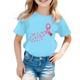 thumbnail image 2 of Girls T Shirts Crew Neck Short Sleeve Cancer Awareness Print Tee Casual T Shirts for Girls Size 11-12Y, 2 of 4
