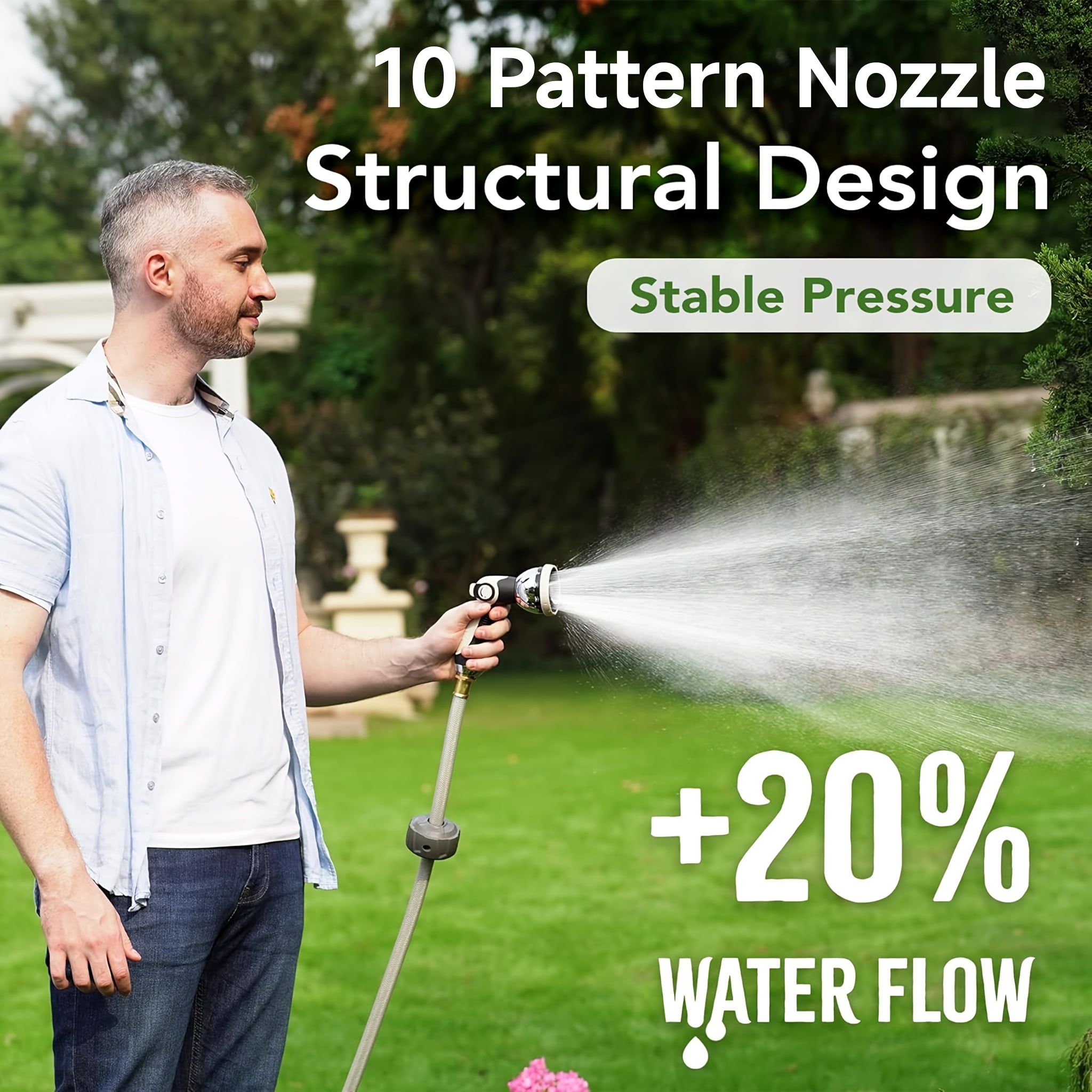 Retractable Garden Hose Reel With Wall Mount 1/2"x70FT,With 10 Pattern HoseNozzle, Brass Connector, Auto Rewind/Any Length Lock/ 180° Swivel Bracket, Ideal For GardenWatering