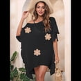 thumbnail image 4 of Traje de Baño de Playa Holgado y con Volantes de Color Liso para Mujer Negro Talla Única, 4 of 8