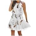 thumbnail image 2 of SMihono Robe d'Été pour Femmes Grande Taille Femmes Été Col Rond Décontracté Sans Manches Imprimé Fluide Boho Plage Mini Robe, 2 of 7