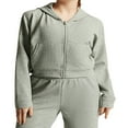thumbnail image 1 of Women Waffle Workout Sports Jackets Solid Color Zip Yoga Track Hoodies, 1 of 5