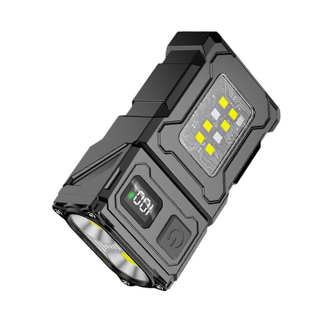 Linterna recargable con tapa y pantalla digital LED superbrillante, específica para exteriores, batería de larga duración, luz de trabajo COB multifunción FLYE242703
