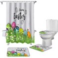 thumbnail image 1 of FMSHPON Colorful Eggs on Spring Grass 4 Piece Bathroom Set Shower Curtain Bath Rug Contour Mat and Toilet Lid Cover, 1 of 7