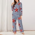 thumbnail image 2 of Fotbe Starfish Navy Blue Stripe Pattern Long Sleeve Pajama Set for Women,Sleepwear Set,2-piece Loungewear Set,Soft PJs Comfy Nightwear with Pockets -X-Large, 2 of 7