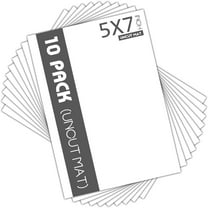 Mat Board Center, Pack of 10 5x7 White Uncut Mat Boards, Acid Free, 4-Ply Thickness, White Core, Great for Pictures, Photos, Framing Backing