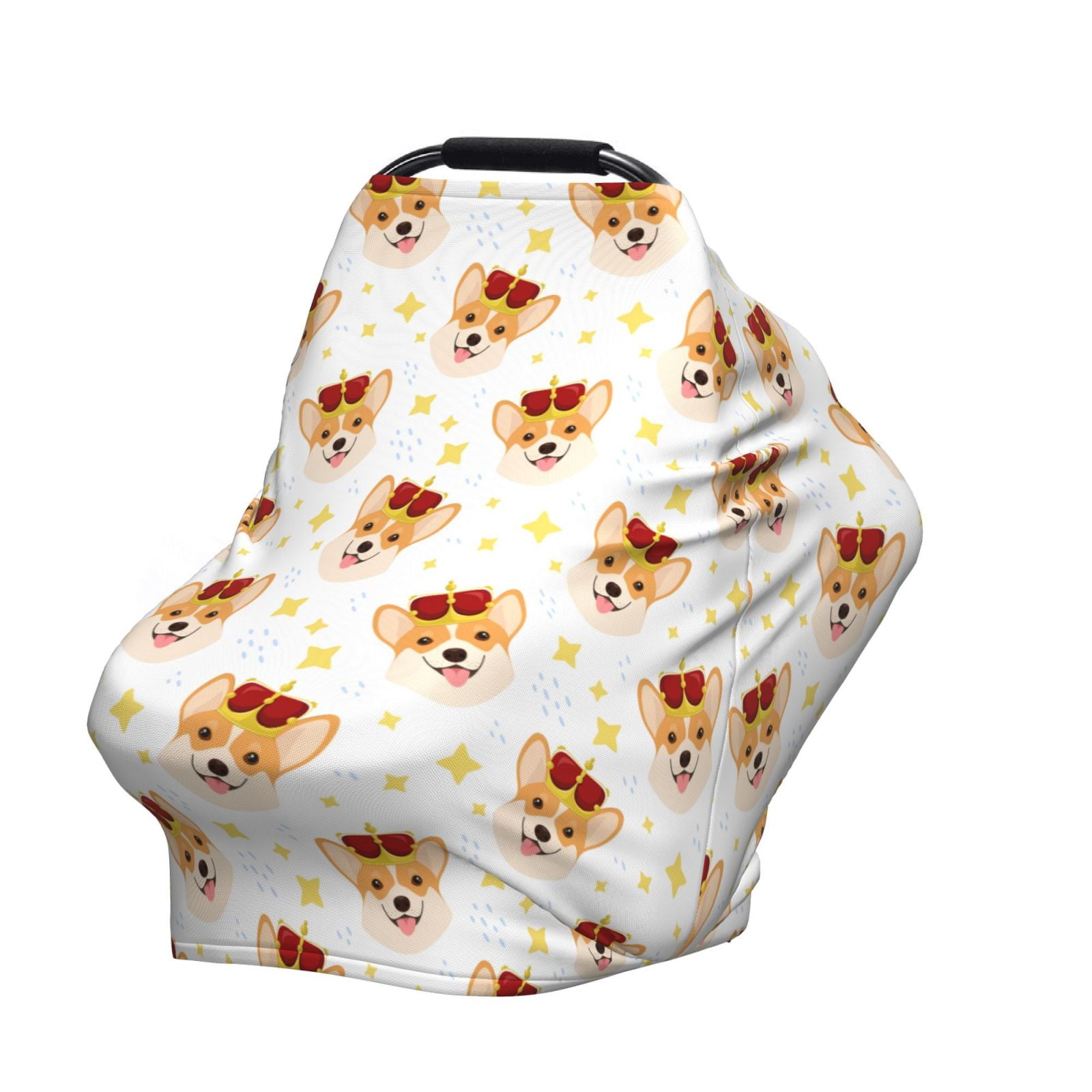 Fotbe Funny Corgi Pattern Car Seat Covers for Babies, Nursing Breastfeeding Cover Infant Carseat Canopy, Soft Stretchy Carrier Cover