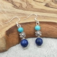thumbnail image 2 of Besheek Boho Sterling Silver Turquoise and Lapis Lazuli Dangle Earrings, 2 of 5