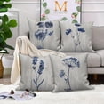 thumbnail image 4 of Pbobriich Gray Throw Pillow Covers Set of 4 Grey and Blue Modern Floral Couch Sofa Decorative Pillow Cases Cushion Home Decor Square 20"x20" Inches, 4 of 5