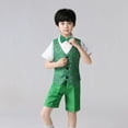 thumbnail image 4 of JAJAHO Boys Suit Sparkly Formal Dress Outfit Short Sleeve Collared Shirt Sequins Waistcoat Dress Shorts Bowtie 4PCS Set For 3-16 Years Gentleman Clothes Set, 4 of 4
