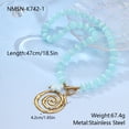 thumbnail image 7 of NICKSUN Two-tone Stainless Steel Swirl Spiral Pendant Necklace, Light Blue Striped Bead & Flower OT Clasp Cute Choker for Women, 7 of 7