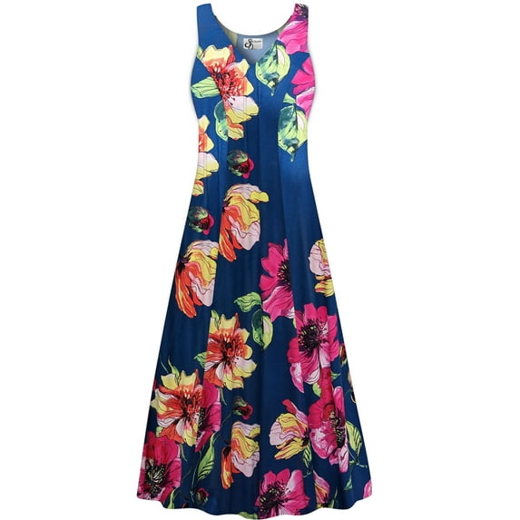 Small Petite Womens Dress Blue Spring Dream Sleeveless High V-Neck Princess Cut