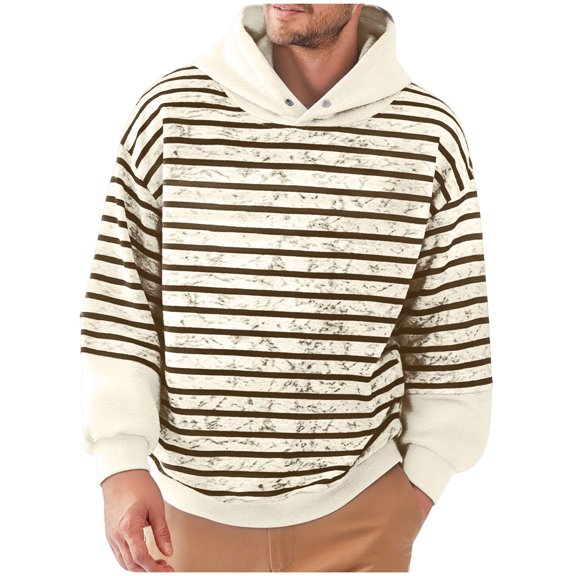 Mens Hoodies Pullover Sevevn Men's Long Sleeved Hoodie Striped Hooded Sweatshirt Pullover Top