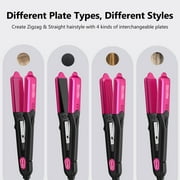 Terviiix Hair Crimper with 4 Changeable Plates, Ceramic Crimping Iron for Hair Styling, Pink