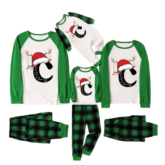Fgnfyis Family Christmas Pajamas Deer Horn Christmas Hat Letter Print Long Sleeve Pajamas Set Loungewear