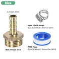 thumbnail image 3 of Uxcell 4-Pack Brass Hose Barb Fittings, 8mm x G1/2 Male Couple Hose Connector with Stainless Steel Hose Clamp &  Tape, 3 of 7