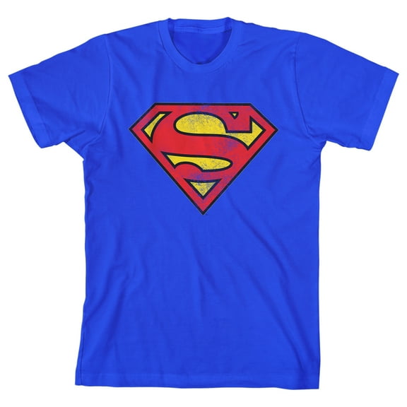 Superman Classic Logo Youth Royal Blue Graphic Tee-Medium