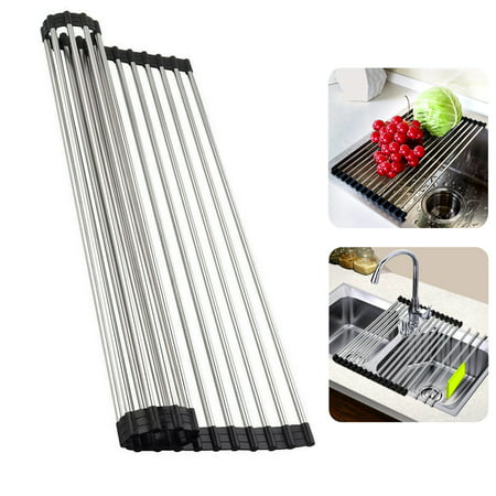 Stainless Steel Over-the-Sink Flexible Roll-up Dish Drying Dryer Drainer