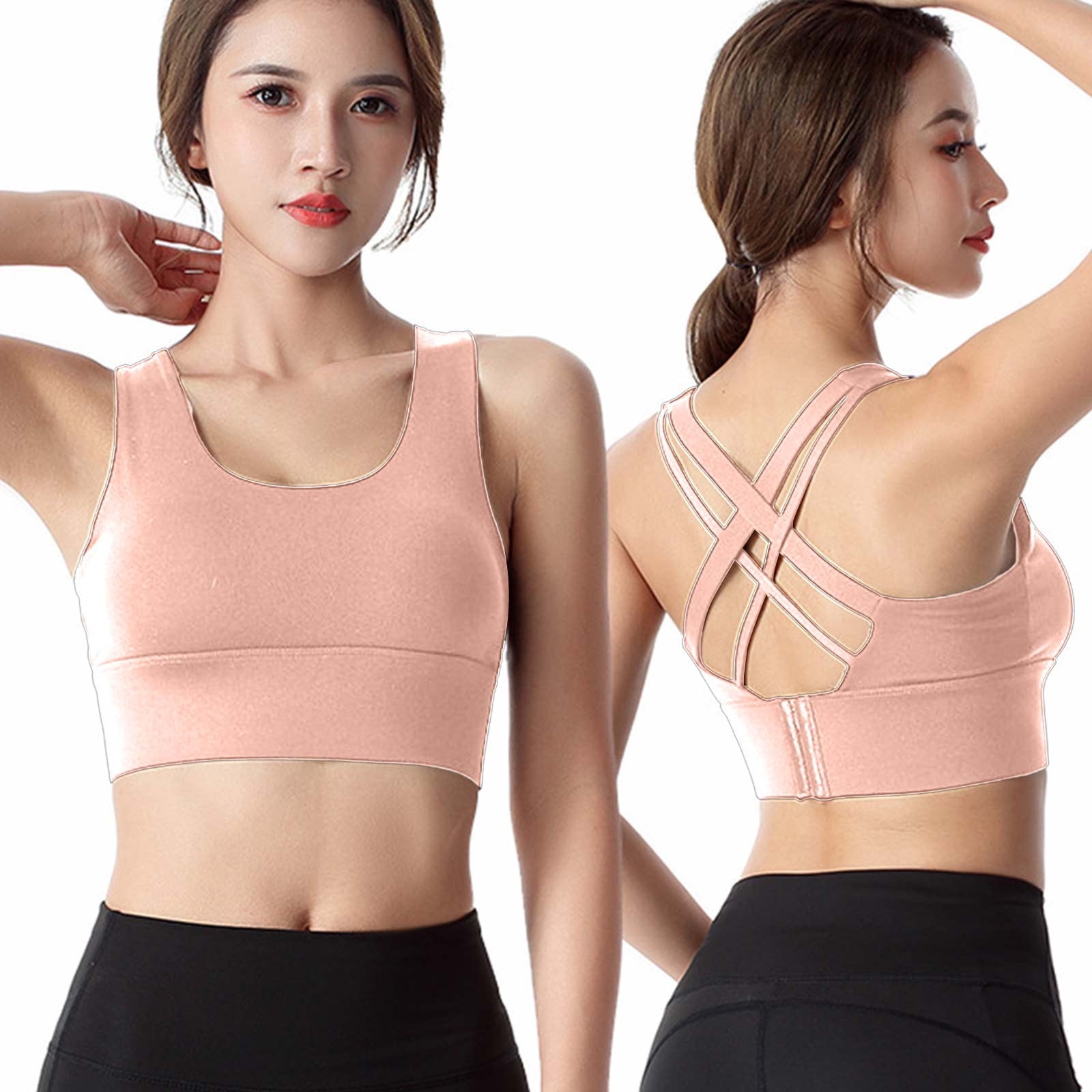 KOOYI Women's Cross Back Bra Shock-proof Gathering Fitness Yoga Vest Sports  Underwear - Walmart.com