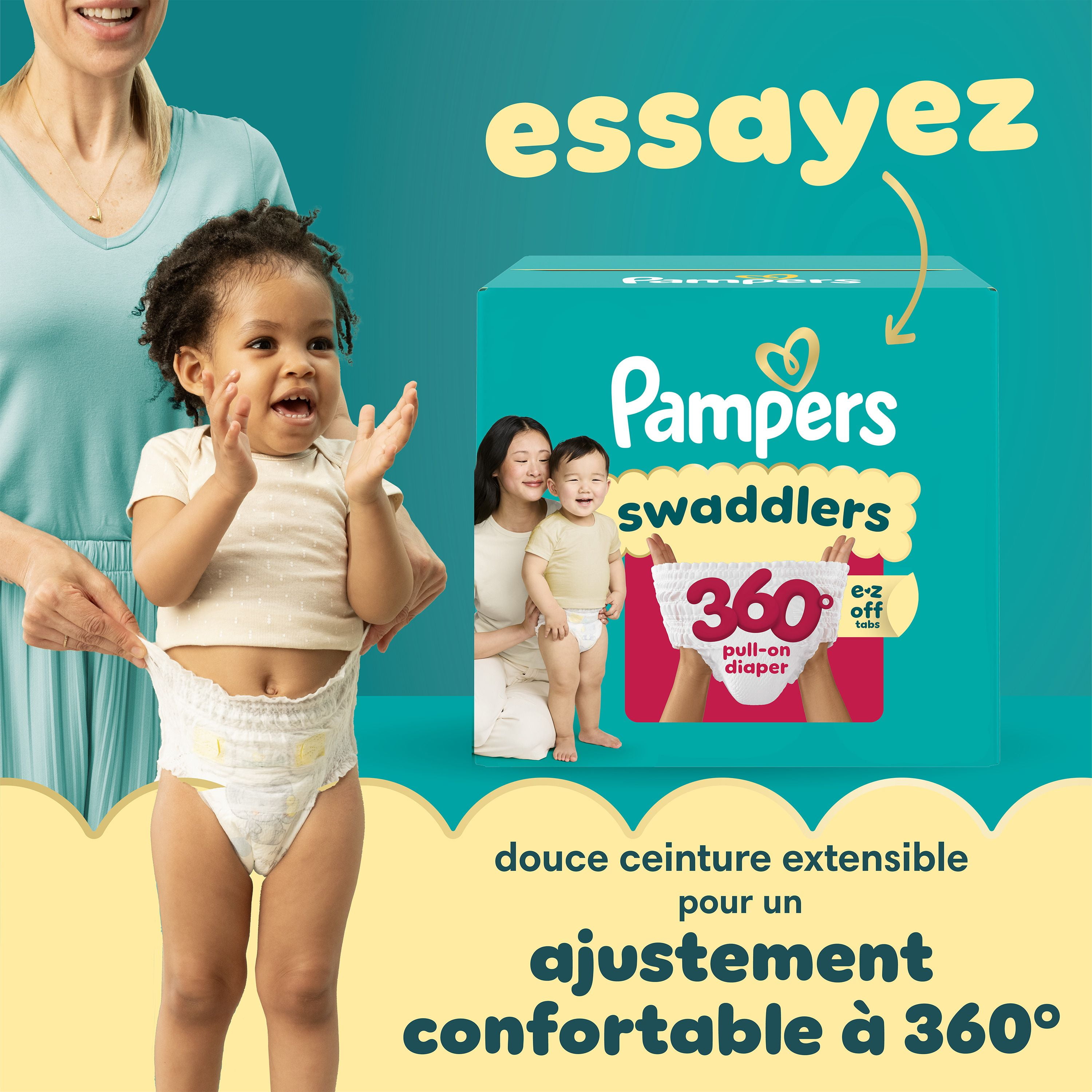 Couches Pampers Swaddlers, absorbantes, gardent bébé au sec et confortable, couche jetable pour bébé sans danger pour la peau, taille 6 (10,4 à [23 à 44 lb])
